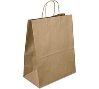 Netuno 20 sacs en papier kraft brun 18 x 21 x 8 cm sacs cadeaux avec poignées emballage cadeau sac cabas en papier kraft sac de course pochette cadeau