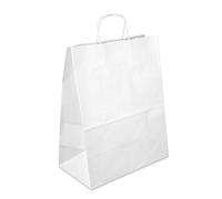 Netuno 200 sacs en papier kraft blanc 25 x 32 x 11 cm sacs cadeaux avec poignées emballage cadeau sac cabas en papier kraft sac de course pochette cadeau