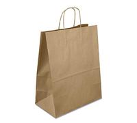 Netuno 200 sacs en papier kraft brun 25 x 32 x 11 cm sacs cadeaux avec poignées emballage cadeau sac cabas en papier kraft sac de course pochette cadeau