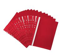 Netuno 20x chemise à lamelle perforée rouge pour documents | A4 dossier à lamelle protège-documents farde à lamelle avec couverture transparente chemise perforée pour bureau