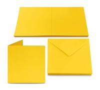Netuno 25 cartes vierges avec enveloppes carées cartes jaunes + 25 enveloppes jaunes Rainbow set de cartes pliables et pochettes décoratives colorées pour invitations cartes de vouex anniversaires