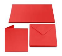 Netuno 25 cartes vierges avec enveloppes carées cartes rouges + 25 enveloppes rouges Rainbow set de cartes pliables et pochettes décoratives colorées pour invitations cartes de vouex anniversaires