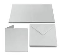 Netuno 25 Cartes Vierges Grises Avec Enveloppes Carrées - Rainbow Set de Cartes Pliables et Enveloppes Décoratives Colorées pour Invitations, Vœux, Anniversaire