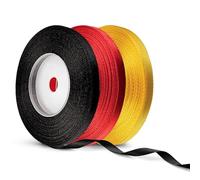 Netuno 3 rubans de satin colorés noir rouge jaune 6 mm x 32 m ruban cadeau bande tissu multicolore bande de décoration à bricoler rubans en satin décoratifs pour emballages cadeaux bricolage