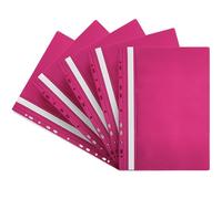 Netuno 5x chemise à lamelle perforée rose pour documents | A4 dossier à lamelle protège-documents farde à lamelle avec couverture transparente chemise perforée pour bureau