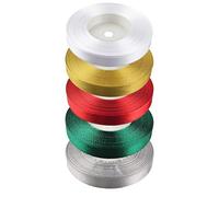 Netuno 5x Ruban de satin Blanc Or Rouge Vert Argent - 12 mm x 32 m ruban cadeau, ruban cadeau ruban pour nœud emballage ruban en tissu bijou rouleaux de satin cadeaux déco Noël ruban pour nœud