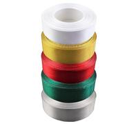 Netuno 5x Ruban de satin Blanc Or Rouge Vert Argent - 25 mm x 32 m ruban cadeau, ruban cadeau ruban pour nœud emballage ruban en tissu bijou rouleaux de satin cadeaux déco Noël ruban pour nœud