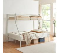 [neu.haus] Cadre de Lit Superposé pour 3 Personnes avec Barrière de Protection Surface Anti-Rayures Armature Massive Métal 210 x 148 x 168 cm Blanc
