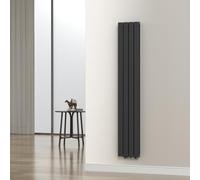 Radiateur plat 'Nore' Noir 180x30cm Double couche 1122W