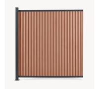 NEU.HOLZ Clôture Pare-Vue Grassano en WPC avec Poteau 185 x 175 cm Marron | 9 panneaux emboîtables, brise-vue résistant, occultation jardin, séparation stable