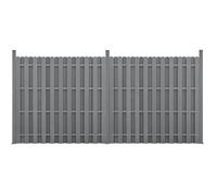 Kit de 2 Clôtures Barrière Brise Vue Brise Vent Bois Composite (WPC) Gris 185 x 376 cm