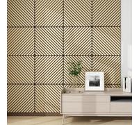 Ensemble de 12 panneaux muraux acoustiques 3D « Vang » avec lamelles diagonales, 4,32 m² aspect chêne clair