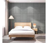 NEU.HOLZ Lot de 16 Panneaux Acoustiques Muraux et pour Plafond à Lamelles Droites Isolation Sonore Style Scandinave Installation Facile Chambre Studio MDF 5,76 m² 60 x 60 cm Effet Chêne Gris Clair