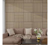 NEU.HOLZ Lot de 16 Panneaux Acoustiques Muraux et pour Plafond à Lamelles Droites Isolation Sonore Style Scandinave Installation Facile Chambre Studio MDF 5,76 m² 60 x 60 cm Effet Noyer Clair