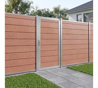 NEU.HOLZ Portail de Jardin Segovia Portillon Extérieur 180 x 90 cm Protection contre les Regards Résistante aux Intempéries Moderne WPC Aspect Bois Marron