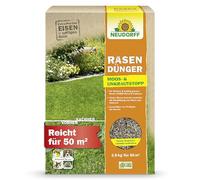Neudorff Engrais pour gazon contre la mousse et les mauvaises herbes - Engrais pour gazon avec fer et potassium pour un gazon dense et vert sans mousse ni mauvaises herbes - 2,5 kg pour 50 m²