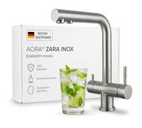 Neues Wasser Group Louis Inox Robinet d'évier de Cuisine Rotatif à 360°, Robinet en Acier Inoxydable 304, Système de Filtre à eau par Osmose Inverse 3 Voies Brossé Mat