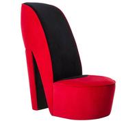 ""NEUF 2026"" CHIC Chaise en forme de talon haut, SWEERT, Coton: 5%, Polyester: 25%, PVC: 70%, rouge velours 43x82.5x85.5 cm FF5400