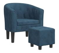 ""NEUF 2026"" CHIC Chaise simple, SWEETY, Fauteuil de salon, 1 PLACE, avec repose-pied, bleu foncé velours 70x56x68 cm FF4640