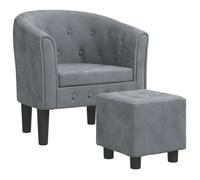 ""NEUF 2026"" CHIC Chaise simple, SWEETY, Fauteuil de salon, 1 PLACE, avec repose-pied, gris foncé velours 70x56x68 cm FF4637