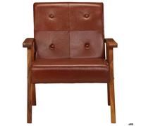 ""NEUF 2026"" CHIC Chaise simple, SWEETY, Fauteuil de salon, 1 PLACE, marron cuir véritable 61x70x74 cm FF4377