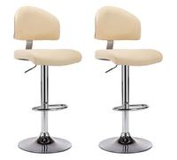 ""NEUF 2026"" CHIC Chaises de bar, SWEETY, Tabourets HAUTE, Set de 2, crème similicuir 43x47x(98-119) cm CCC1304