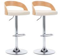 ""NEUF 2026"" CHIC Chaises de bar, SWEETY, Tabourets HAUTE, Set de 2, crème similicuir et bois courbé 46.5x45x(80 - 100.5) cm CCC1336