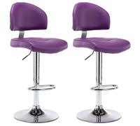 ""NEUF 2026"" CHIC Chaises de bar, SWEETY, Tabourets HAUTE, Set de 2, violet similicuir 43x47x(98-119) cm CCC1310