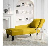""NEUF 2026"" CHIC Fauteuil long-Chaise longue, SWEETY, 1 PLACE, avec coussin et accoudoir droit, jaune velours 145x56x70 cm CCC3290