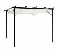 Neuf& 203 Voûte de jardin Stable - vidaXL - Pergola avec toit rétractable Blanc crème 3 x 3 m Acier,46 kg