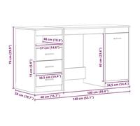 NEUF Bureau 1 personne, Table Informatique élégante, Bureau 2 pcs - Chêne noir 140 x 50 x 76cm ,Bois d'ingénierie FR00_94581547382