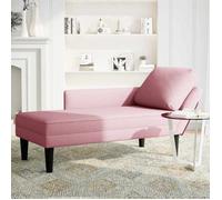 NEUF Fauteuil long avec coussin et accoudoir droit rose velours - l132xP56xH70 cm 03_19510829