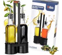NEUF Kit distributeur de vinaigre d'huile en verre 2 x 250 ml support doseur ...