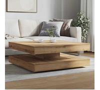 NEUF®Meuble de Salon - BESTMEUBLE - Table basse,Bout de Canapé rotative à 360 degrés - Chêne artisanal - 90x90x34,5cm FR1910027