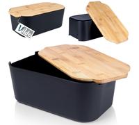 Boîte pain Vilde avec planche en bois noir - Casserole pain