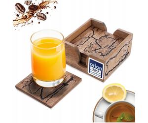 NEUF Orion Mango dessous de plat lot de 6 bois avec support carré 9 cm
