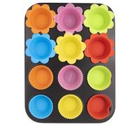 NEUF Orion Moule à Muffins Set 12 Moules en Silicone Antiadhésif Multicolore ...