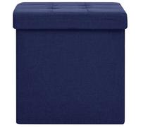 NEUF Tabouret Coiffeuse, Pouf - Taille compacte - Chaise simple - Tabouret de rangement pliable Bleu Faux lin - l38xP38xH38 cm 03_21