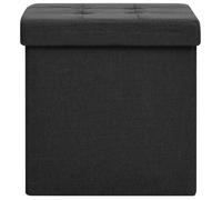 NEUF Tabouret Coiffeuse, Pouf - Taille compacte - Chaise simple - Tabouret de rangement pliable Noir Faux lin - l38xP38xH38 cm 03_28
