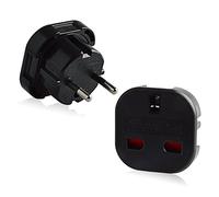 Neuftech 2X Adaptateur Prise UK/Royaume Uni/UK 3 Broches vers Les Prises Françaises/Européennes/France/Europe 2 Broches Adaptateur de Voyage (Paquet de 2)