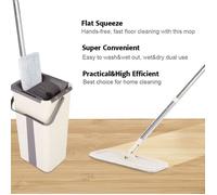 NEUFU Mop Balai Nettoyant Microfibres + Seau Kit de Vadrouille Nettoyage Ensemble Balai-Serpillière Seau Vadrouille Plate -XNA