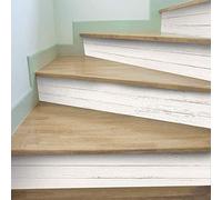Neukids Lot de 7 autocollants d'escalier blancs - 100 x 18 cm - Aspect bois blanc