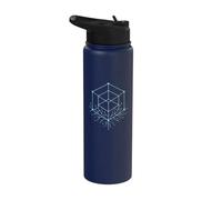 Neural Threads Cube neural fractal Sci-Fi Geometric AI Stainless Steel Insulated Water Bottle