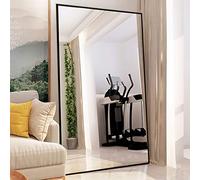 NeuType Grand Miroir Mural pour Chambre à Coucher avec Cadre en Alliage d'aluminium - 129,5 x 81,3 cm - pour Salon, Chambre à Coucher, Suspendu ou appuyé Contre Un Mur - Noir