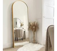 NeuType Miroir arqué Pleine Longueur Debout ou penché Contre Le Mur, Grand Miroir surdimensionné pour Chambre à Coucher, Cadre Fin en Alliage d'aluminium, doré, 162,6 x 53,3 cm
