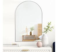 NeuType Miroir Mural arqué, 91,4 x 61 cm, Miroir Mural, Suspendu ou appuyé Contre Le Mur, Grand Miroir de Chambre, Miroir de Sol, Miroir de Coiffeuse, Cadre Fin en Alliage d'aluminium, argenté