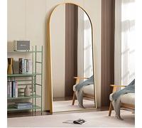 NeuType Miroir Pleine Longueur arqué à Suspendre ou à Poser Contre Un Mur, Grand Miroir surdimensionné pour Chambre à Coucher, Miroir de Sol, Miroir de Toilette, Cadre Fin en Alliage d'aluminium,