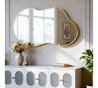 NEUWEABY Miroir Mural irrégulier, Miroir asymétrique 50 x 90 cm Grand Miroir de courtoisie Unique Miroirs de Corps dorés Salle de Bain Mural Moderne Forme Dressing pour Salon Entrée