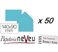 NEVEU Enveloppes Élection Bleu, 50 Pièces, 90x140mm, Non Gommée, Patte Triangulaire, 70g Recyclable