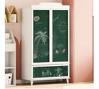 ""NEW 2026"" Armoire de chambre, Garde-robe, 1 PC, Tableau Noir avec tiroir ROROS Blanc 90x45x165 cm L5002